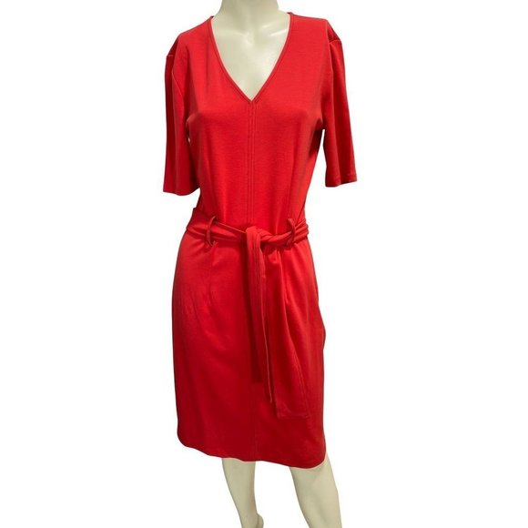 Downeast Red Short Sleeve Retro Dress with Belt - Picture 1 of 2